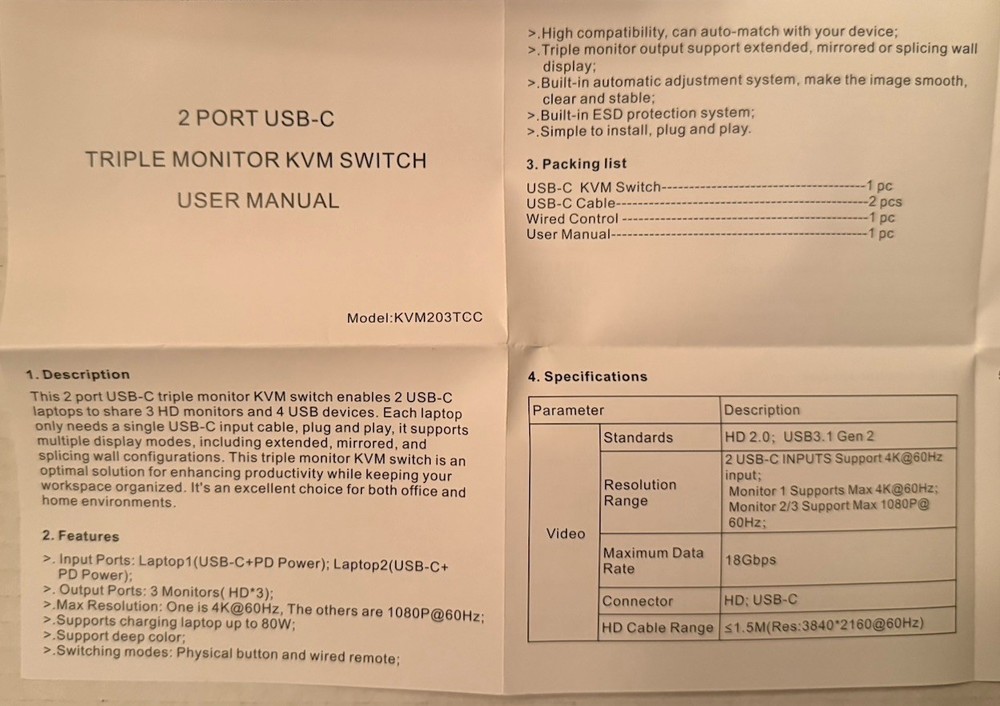 Triple Monitor KVM Switch