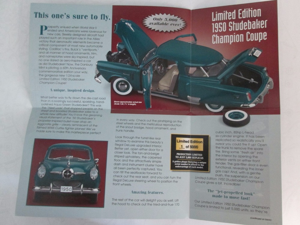 Danbury Mint Brochure 1950 Studebaker Champion Coupe LE
