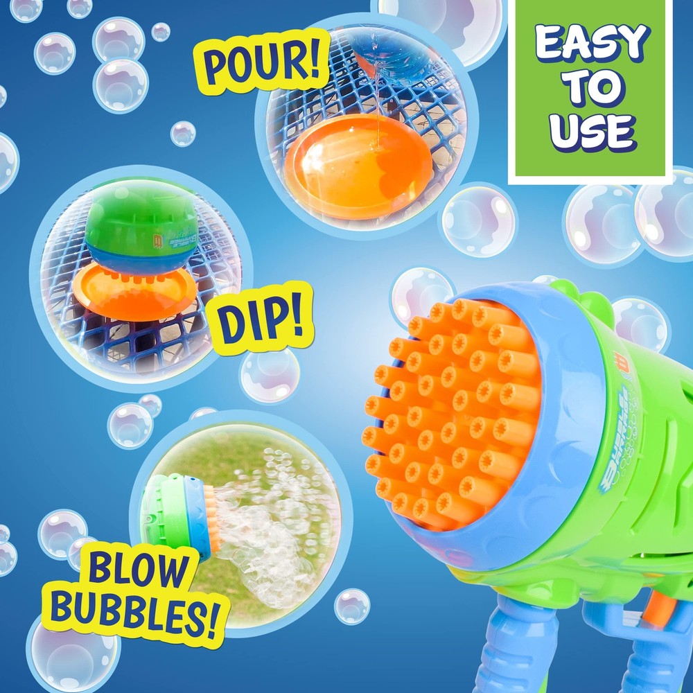 Maxx Bubbles Automatic Bubble Barrage Gun Includes Non Toxic Large, Green