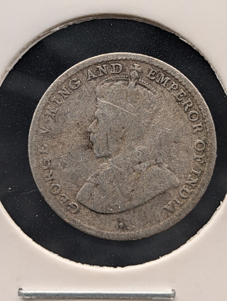 Ceylon 1913 – 10 Cents (80% Silver, Palm Tree Design)