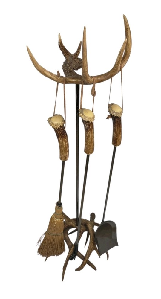 Antler Fireplace Tool Set Includes Three Fireplace Tools *READ*