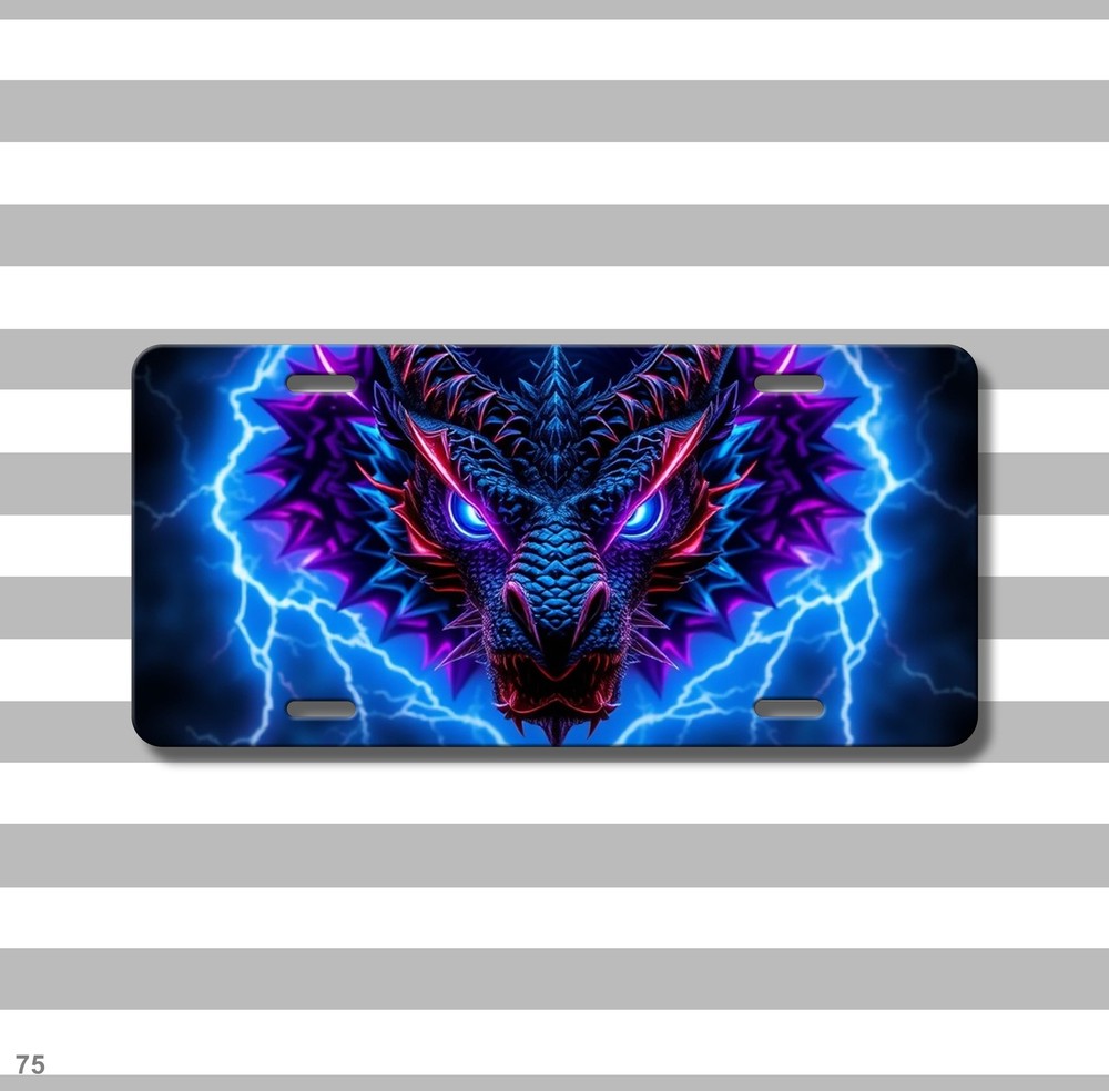 Dragon License Plate Elemental Dragon Artwork Add Custom Text Decor Plate