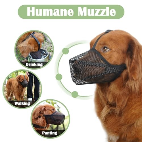 Dog Muzzle, Soft Mesh Muzzle for Small Medium M [Snout Cir: 9¾"-10¾"] Black