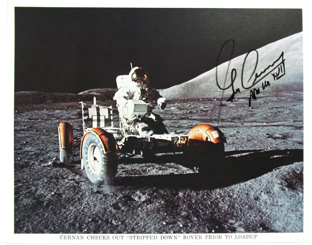 Apollo 17 Commander Gene Cernan Signed NASA Released Lithograph Lunar Rover