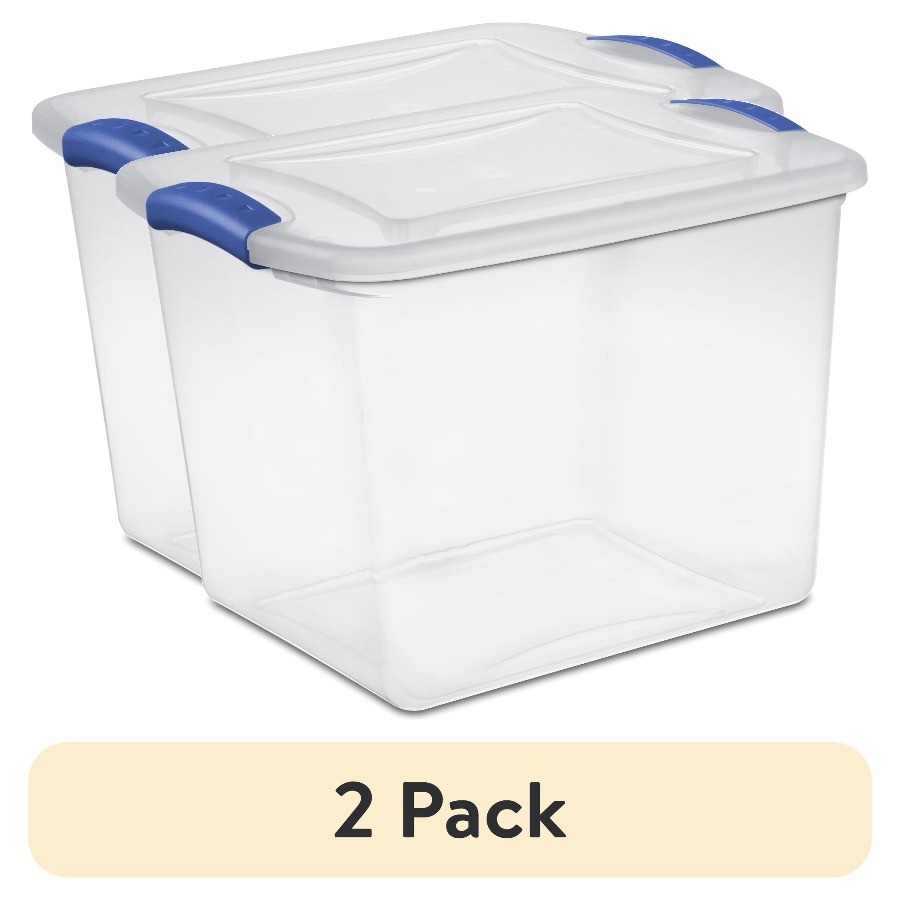 Sterilite Small Storage Bin27Quart Clear Plastic Storage Container with LatchLid