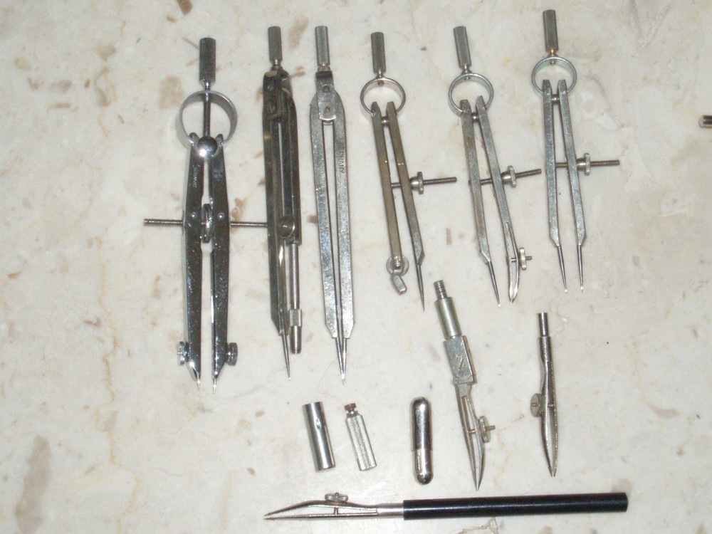 Vintage Compass Lot Drafting Engineering Tools Pickett, Ionic, Post, Germany