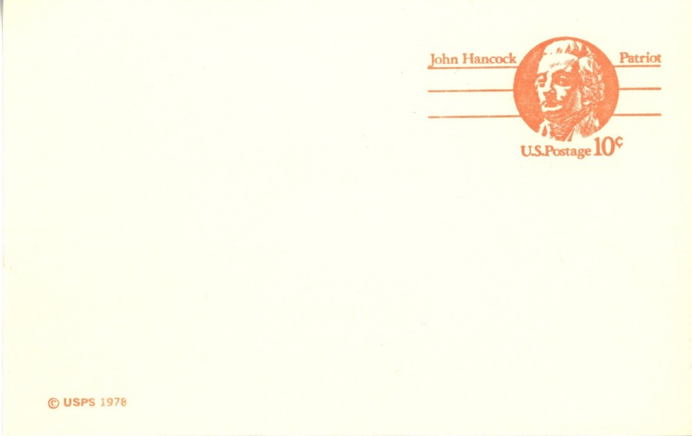 US Scott # UX75 1978 10c Postal Card - John Hancock