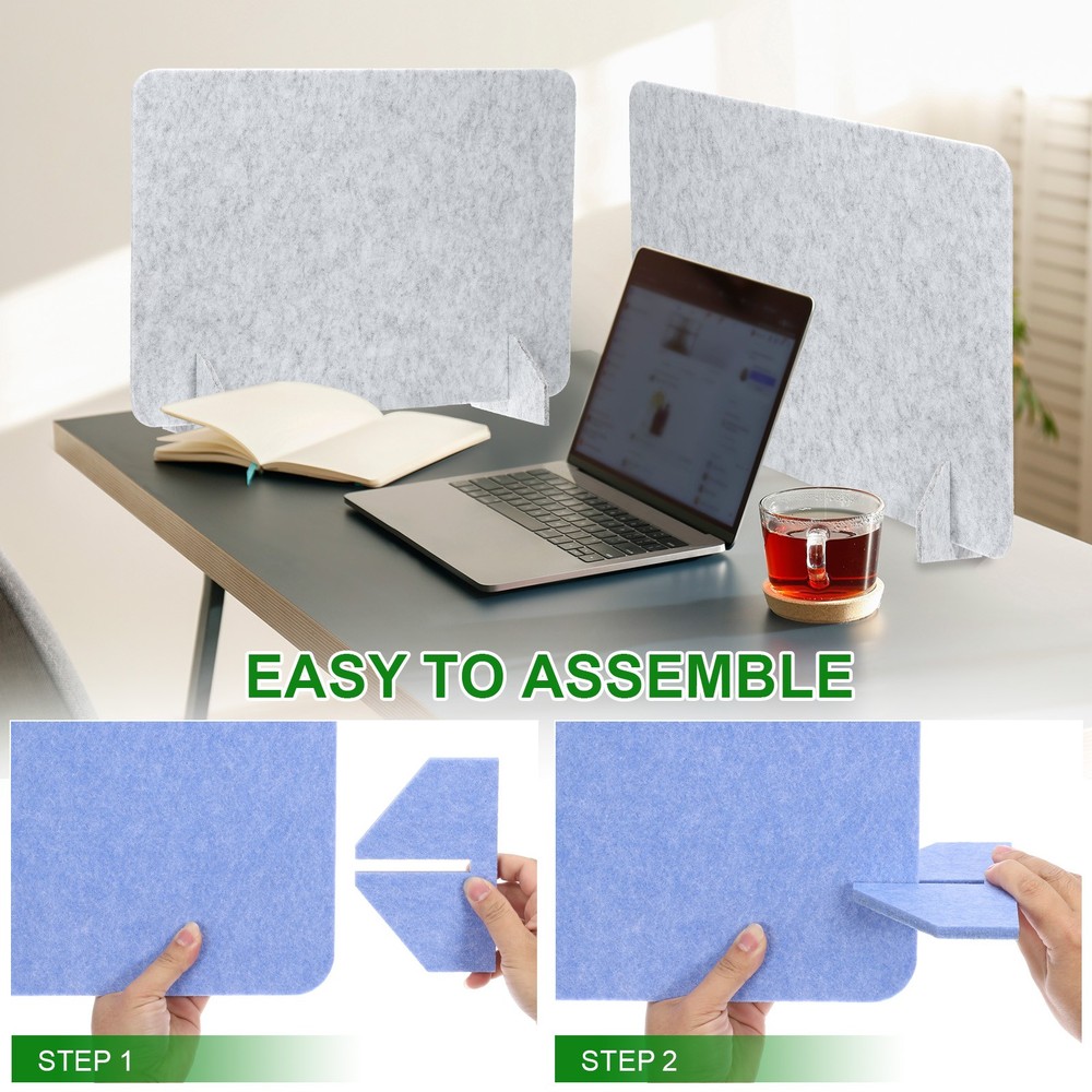 4 Set 24" x 16" Desk Divider Privacy Panel with 8Pcs Support Feet,Light Grey