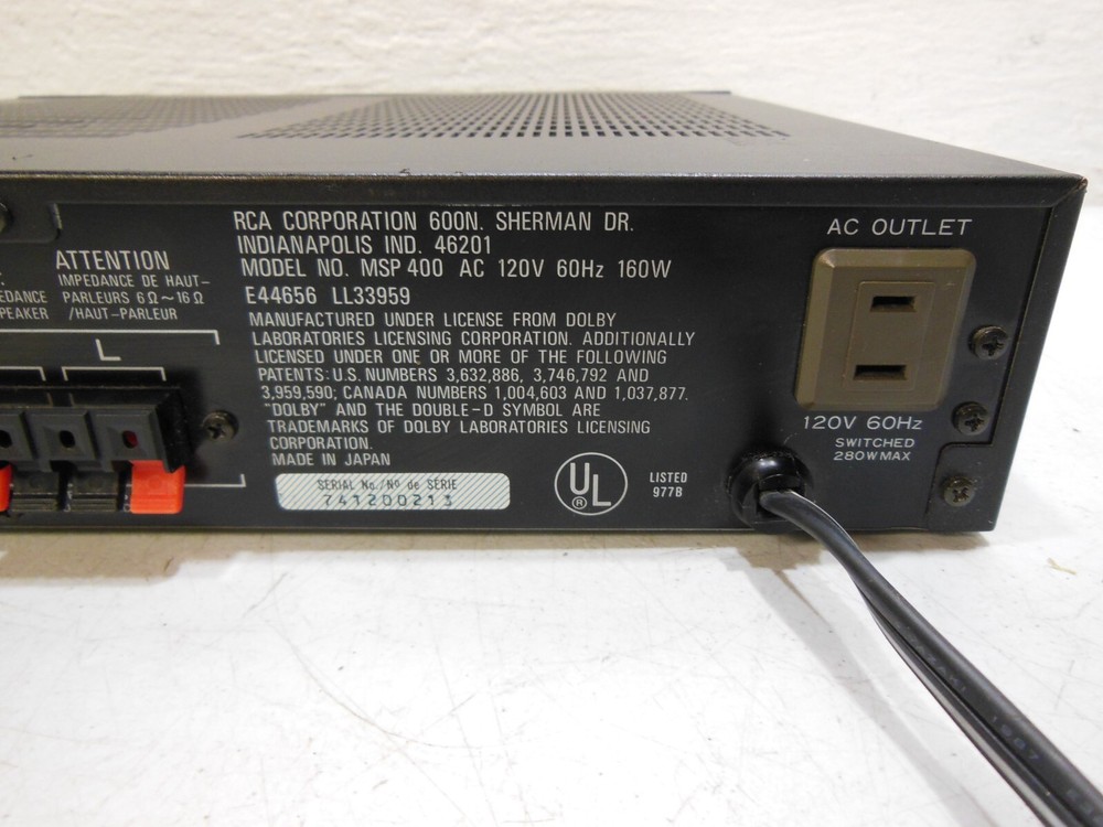 Vintage RCA MSP 400 Surround Processor 160W - Read Description