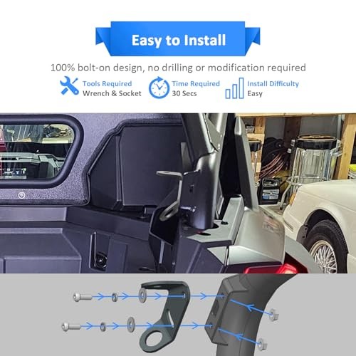 2pcs UTV Roll Cage Whip Light Mount with Cargo Tie Down Points Anchors