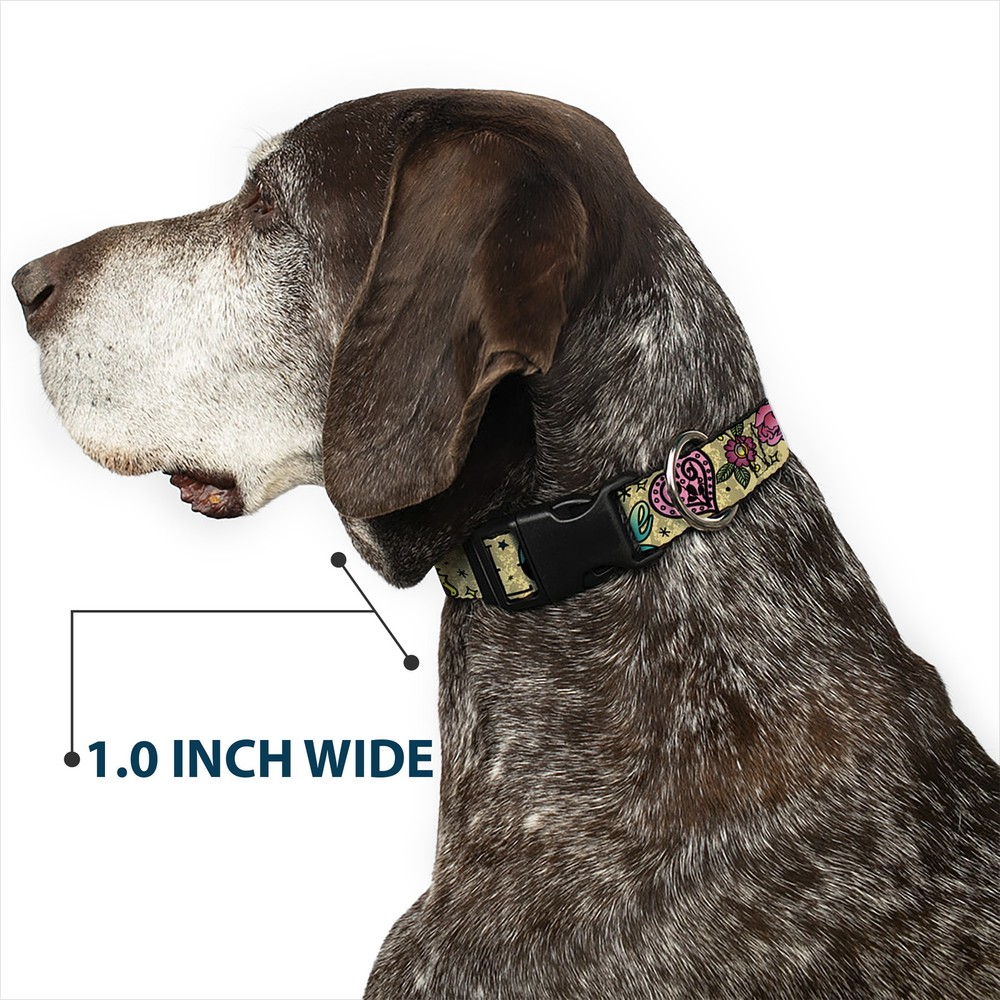 Plastic Clip Collar Love Kills Tan Large 15-24"