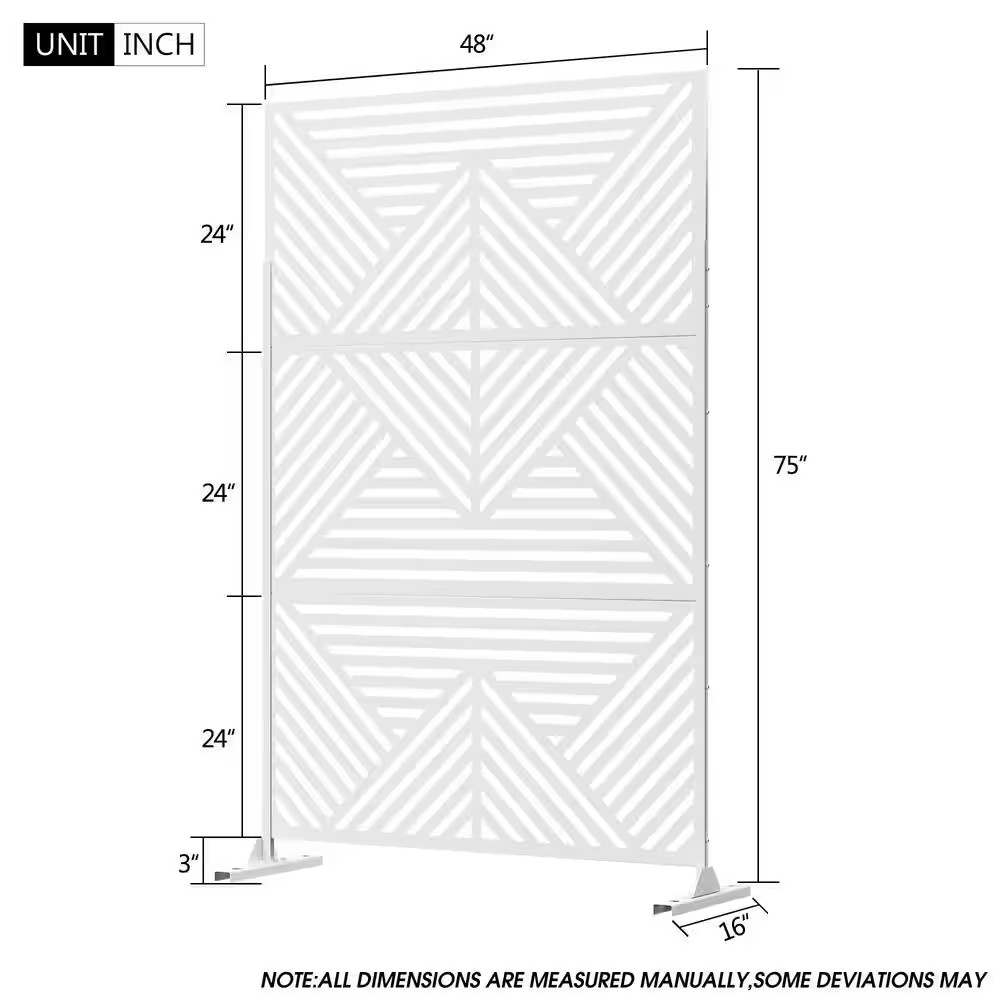 White 3-Panel Outdoor/Indoor Room Divider Privacy Screen