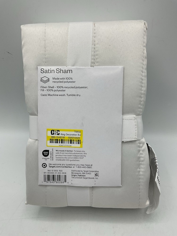 Room Essentials Standard Satin Sham White/ Black