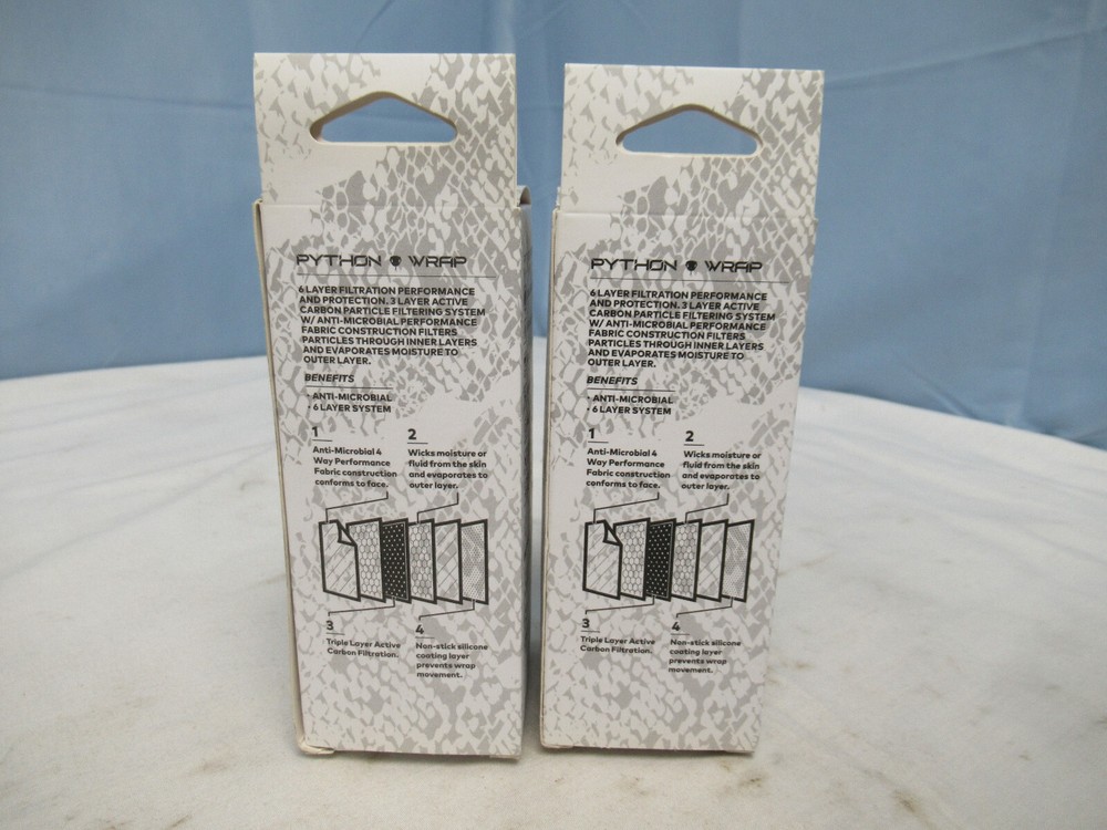 2pk Python Wrap Facemask Medium Adjustable Back 6 Layer Filtration 714195210631
