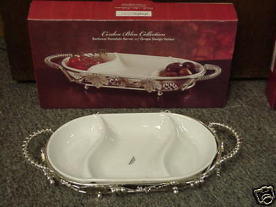 NEW Sectional Porcelain Server w/Grape Design Holder