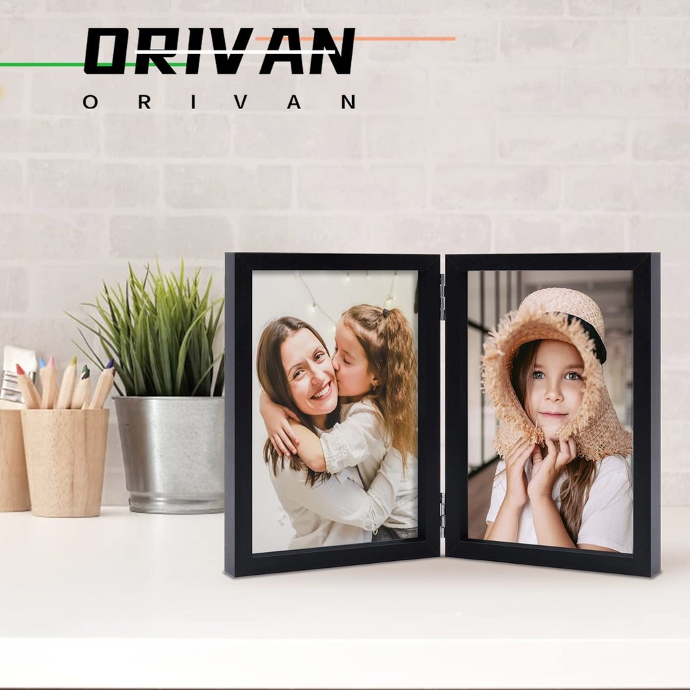 5x7 Double Picture Frames Hinged Folding Photo Frames Vertical Stand Frames (...
