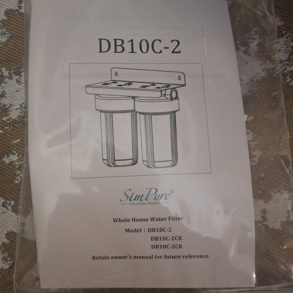 SimPure DB10C-2 Whole House Water Purifier Home Filter Housing Filtration System
