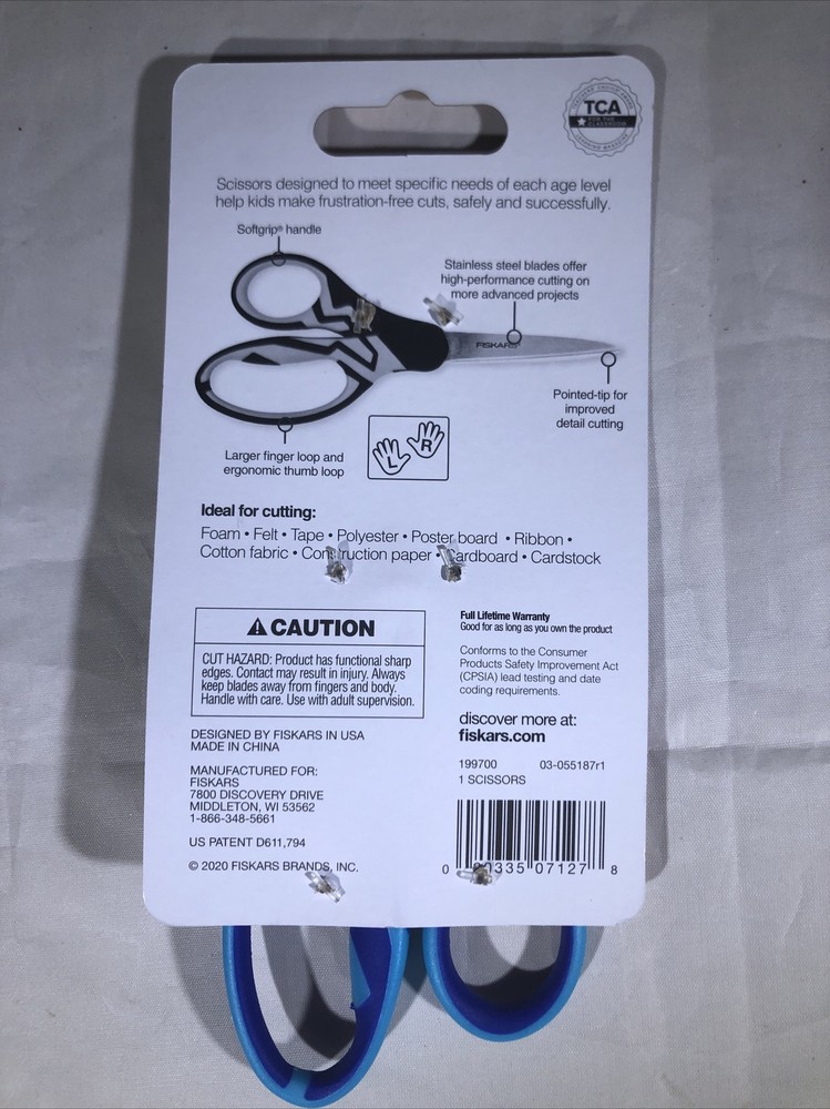 Fiskars Student Scissors - 7” Blue Small Sharp Craft Sewing School scrapbooking