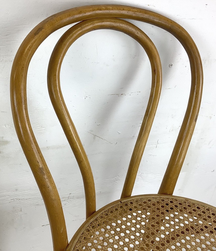 Pair Vintage Thonet Style Barstools With Cane Seats-a Pair