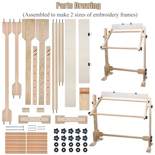 Adjustable Needlework Table & Embroidery Stand, Beech Wood Cross Stitch Frame 54