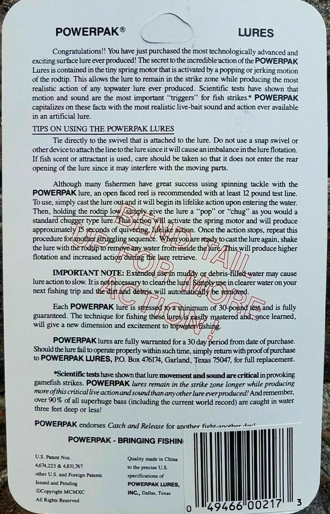 Vintage POWERPAK SHAD SPRING-ACTIVATED CHROME / BLUE