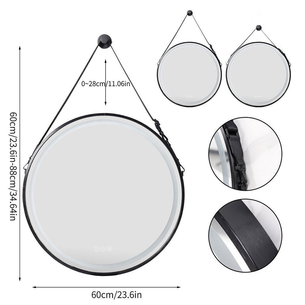 Aluminum Framed LED Bathroom Mirror Brightness Adjusting Circle LED Smart Mirror