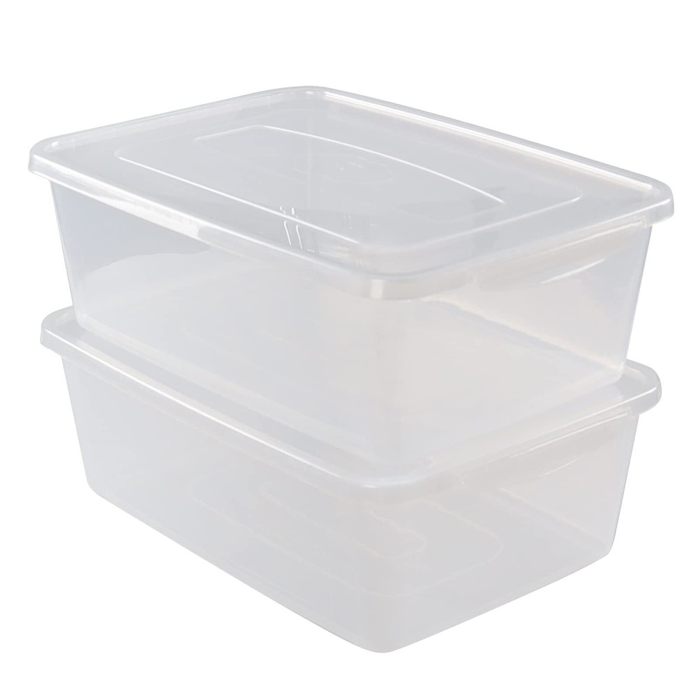 16 Quarts Clear Storage Container with Lid, Plastic Shoe Box Latch Boxes set ...