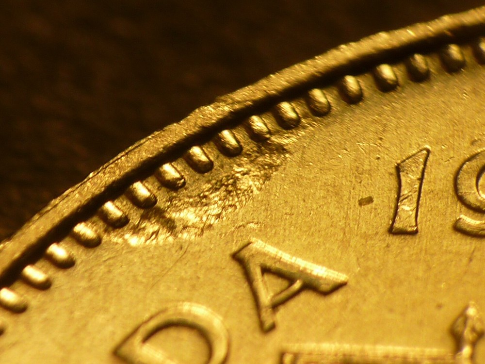 Canada 1983 BU 50-cent, strike-through errors on both sides