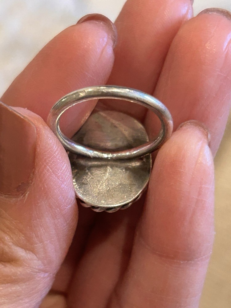 Vintage sterling silver Fetty turquoise ring