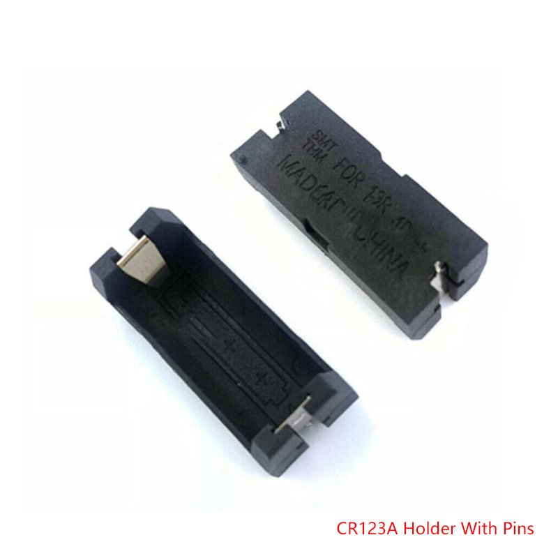 Single Cell CR123A Battery Holder Storage Case Open Box With Pins/SMD Black
