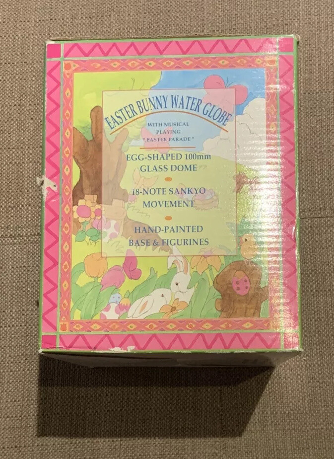 Easter Bunny Rabbit Musical Egg Shaped Water Globe Spring Easter Parade