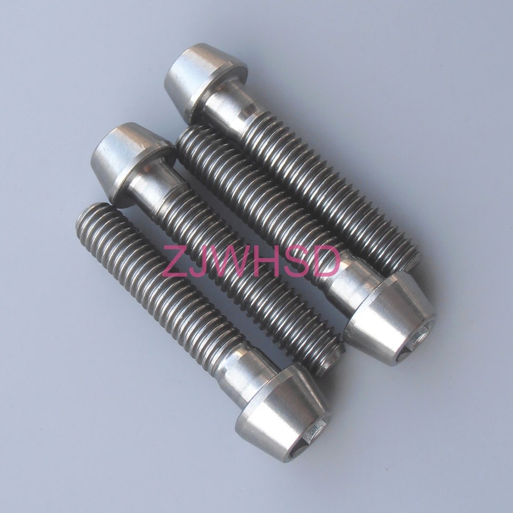 4pcs M6 x 30 Titanium Ti Screw Bolt Allen Hex Taper Socket Cap Head