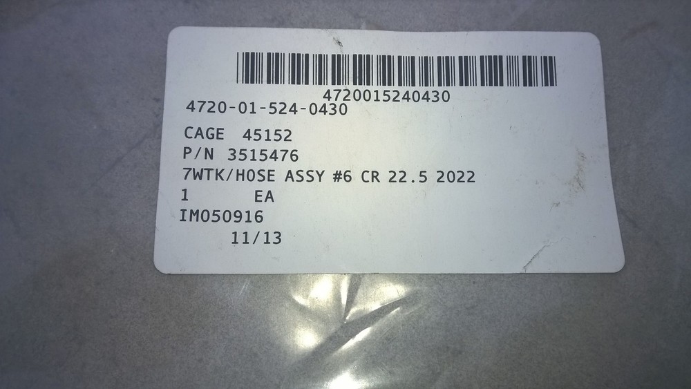 HYDRAULIC HOSE ASSEMBLY P/N 3515476