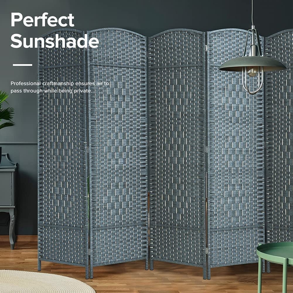 JOSTYLE Room Divider Screen 6-Panel Folding Privacy Screens Diamond Double-Weave