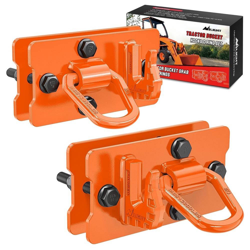 Nilight 2PCS Tractor Bucket Hooks with Tie Down Ring (Left+Right) Bolt-On Gra...