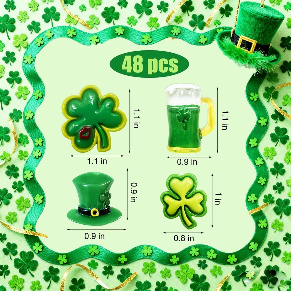 LOPURO St. Patricks Day Mini Resin Decorations, 48Pcs Tiny Medium, Green