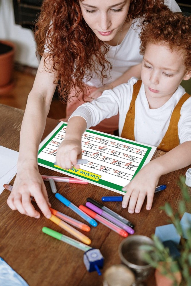 2 Pcs/set 26 Alphabet Cursive Training & Manuscript Chart for Classroom Decor...