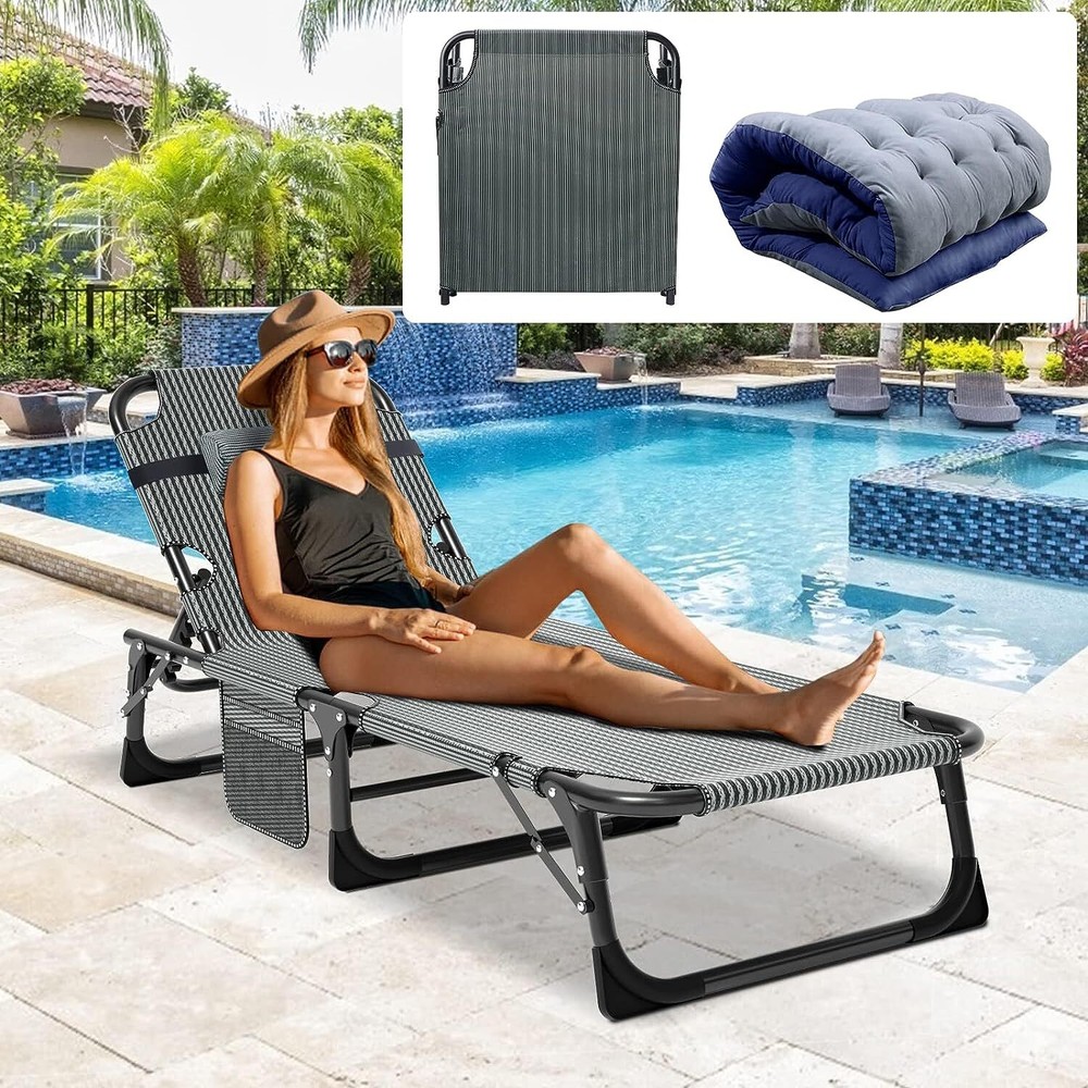 Rollaway Folding Guest Bed Rolling Cot Folding Chaise with Pillow Camping Bed