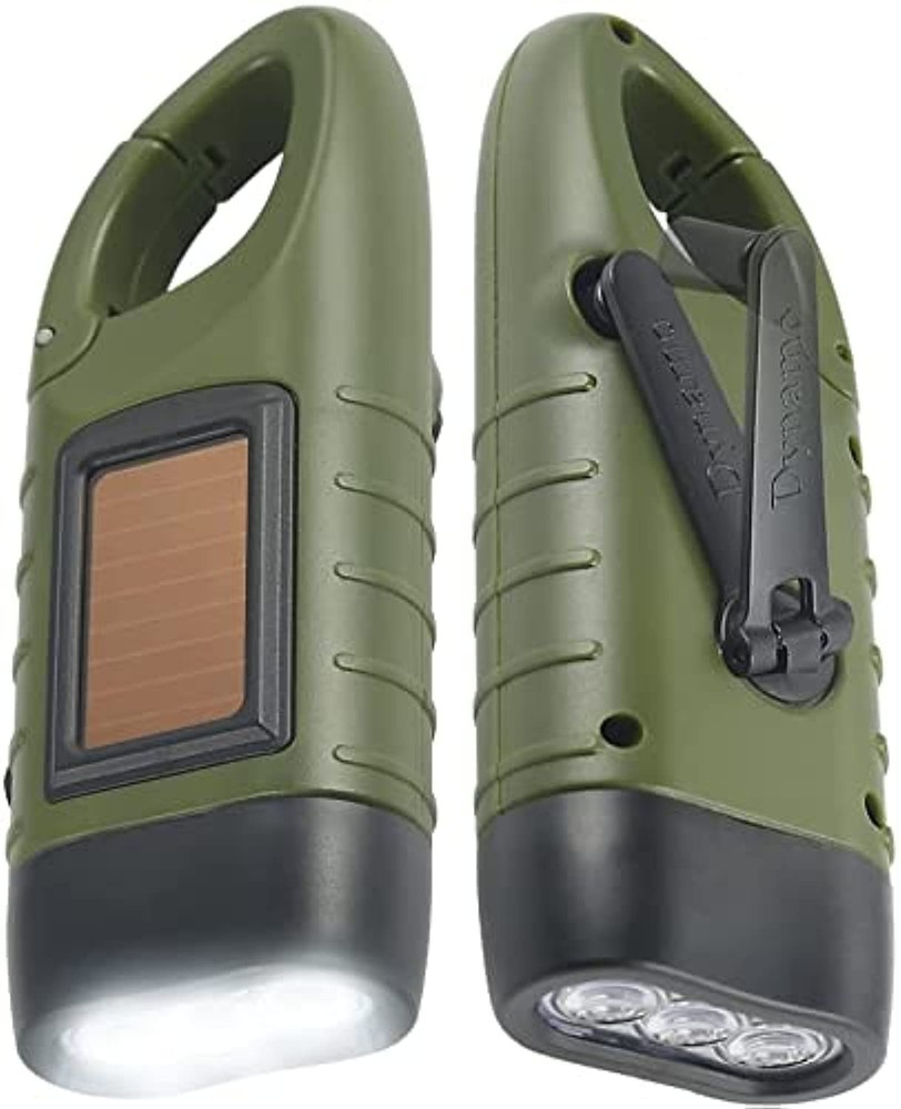 2-Pack Hand Crank Solar Powered Flashlight, Rechargeable Survival Flashlight,...