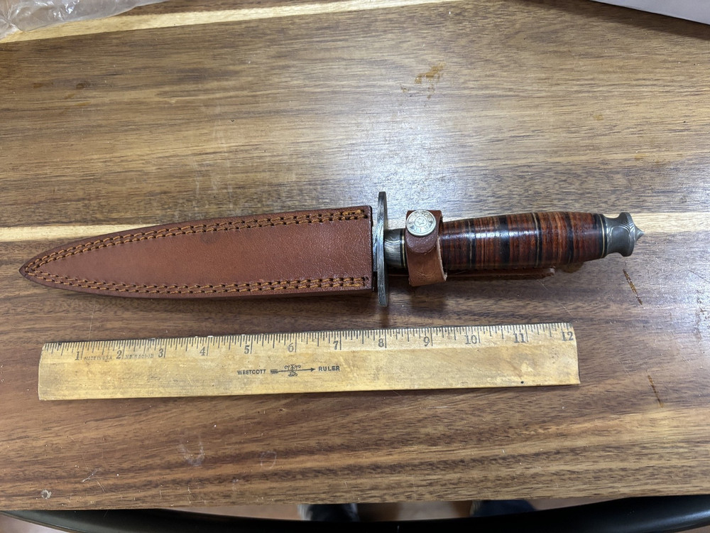 LARGE TOAD STICKER DAMASCUS DIRK DAGGER CUSTOM UNBRANDED W/SHEATH KDU