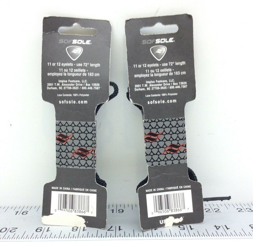 2 - SofSole Military Round Boot Lace Black 72" 2 Pack