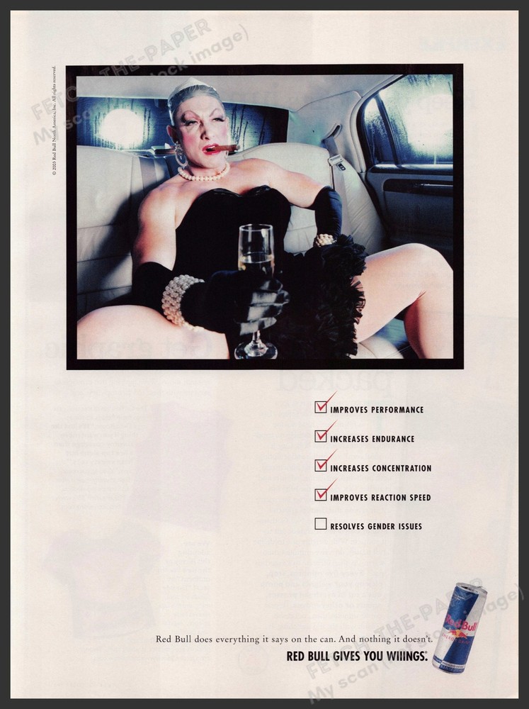 Red Bull 2000s Print Advertisement 2003 Does Not "Resolve Gender Issues"