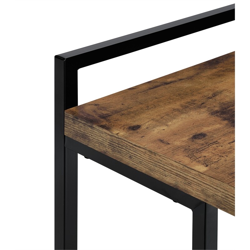 Pemberly Row Rectangular Modern Metal Snack Table in Black/Brown