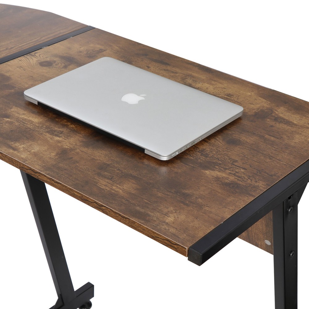 L-Shaped Computer Desk Corner Desk Laptop Study Writing Table Sturdy Brown