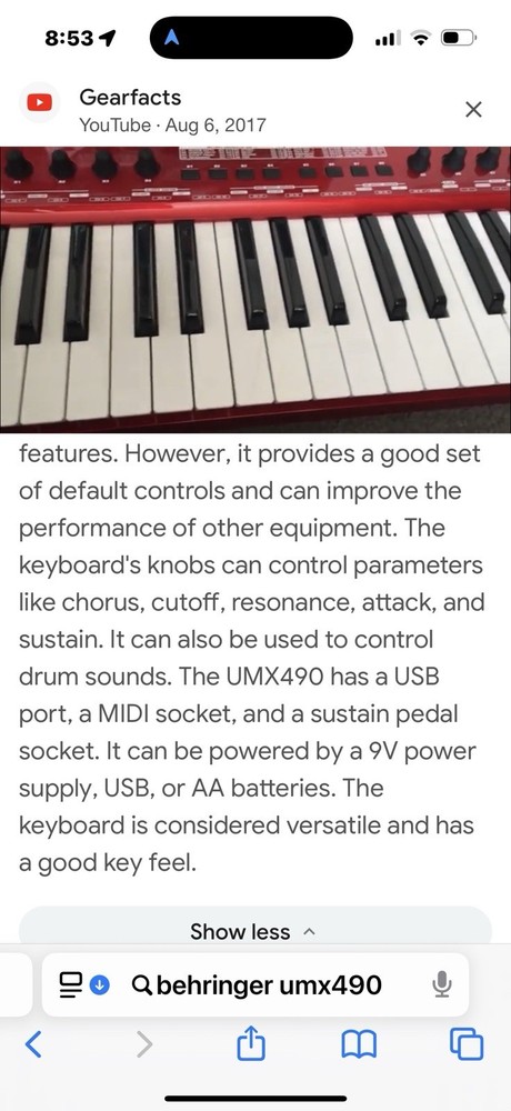 Behringer UMX490 Midi Controller Keyboard