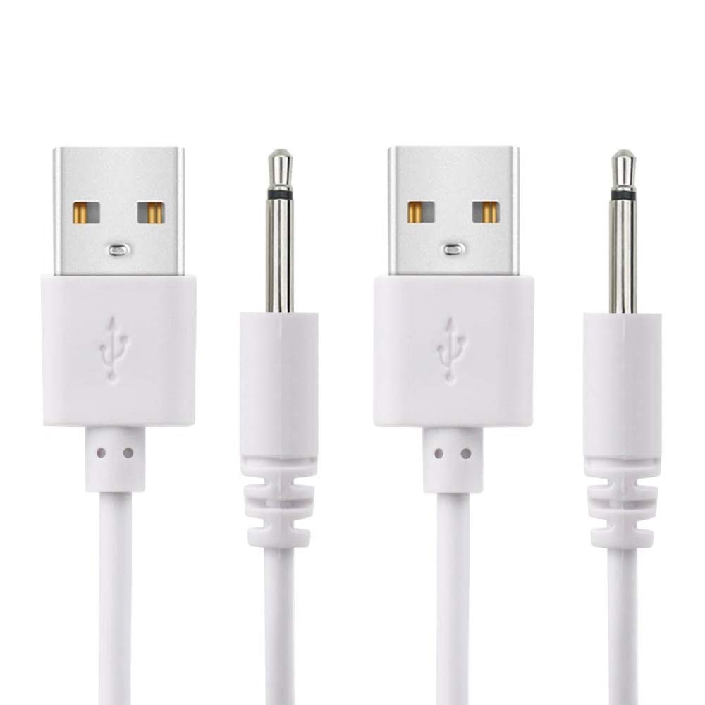 Replacement DC Charging Cable USB to 2.5mm Jack Power Cord White 2.7ft 2 Pk