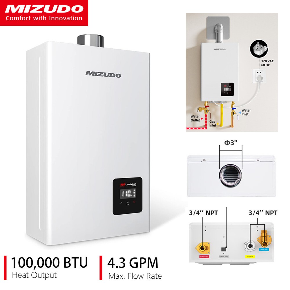 14L Tankless Water Heater Natural Gas 4.3 GPM 100,000 BTU Indoor Instant Hot
