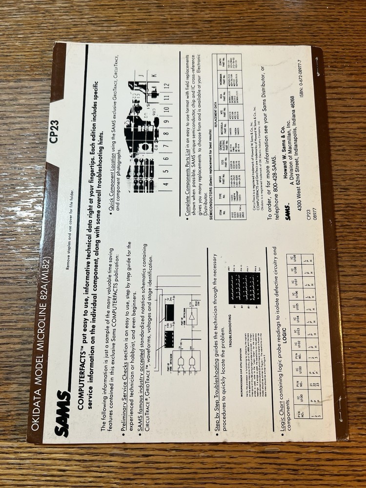 SAMS Computerfacts CP23 Okidata Microline 82A Printer Technical Service Manual