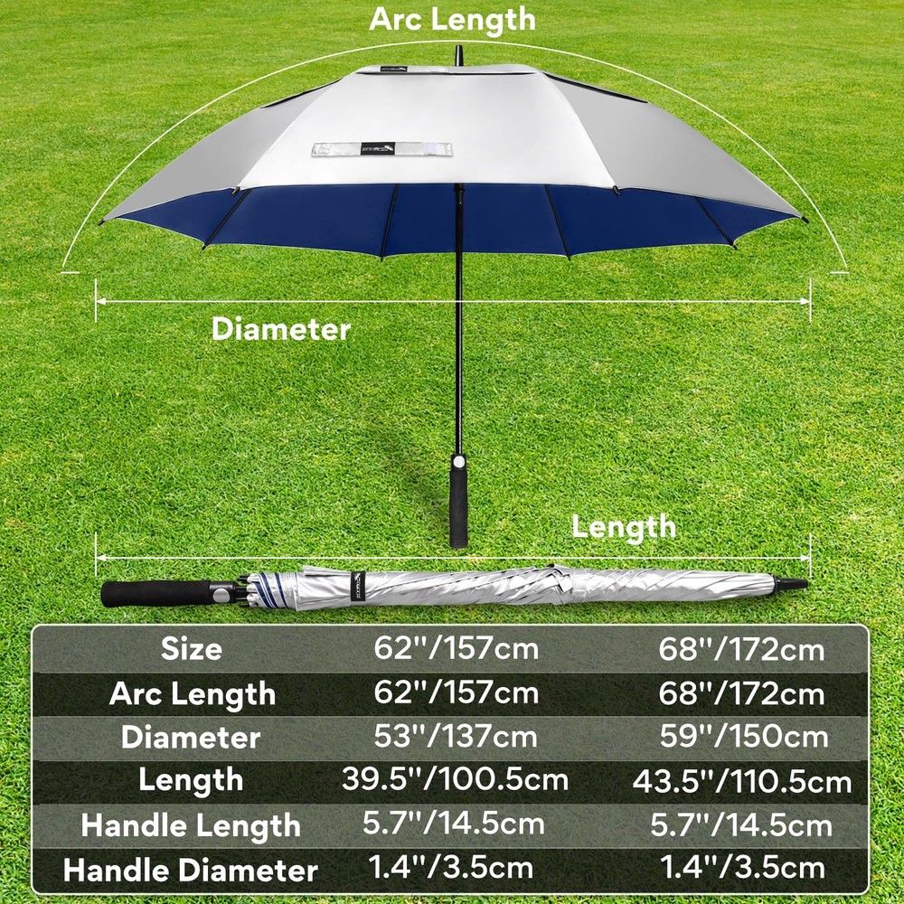 Large Golf Umbrella UV Potection68 Inch UV Blocking SPF Umbrellas for Sun Pr...
