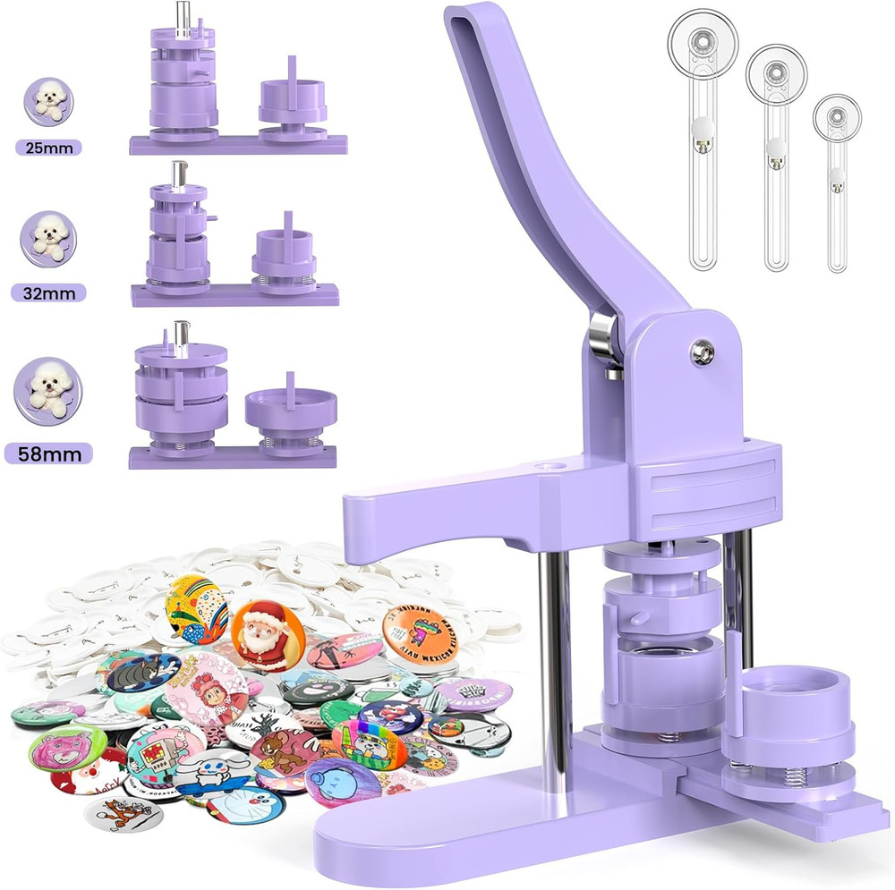 1+1.25+2.25 Inch Button Maker Machine Multiple Sizes - Pin Button Maker Kit for